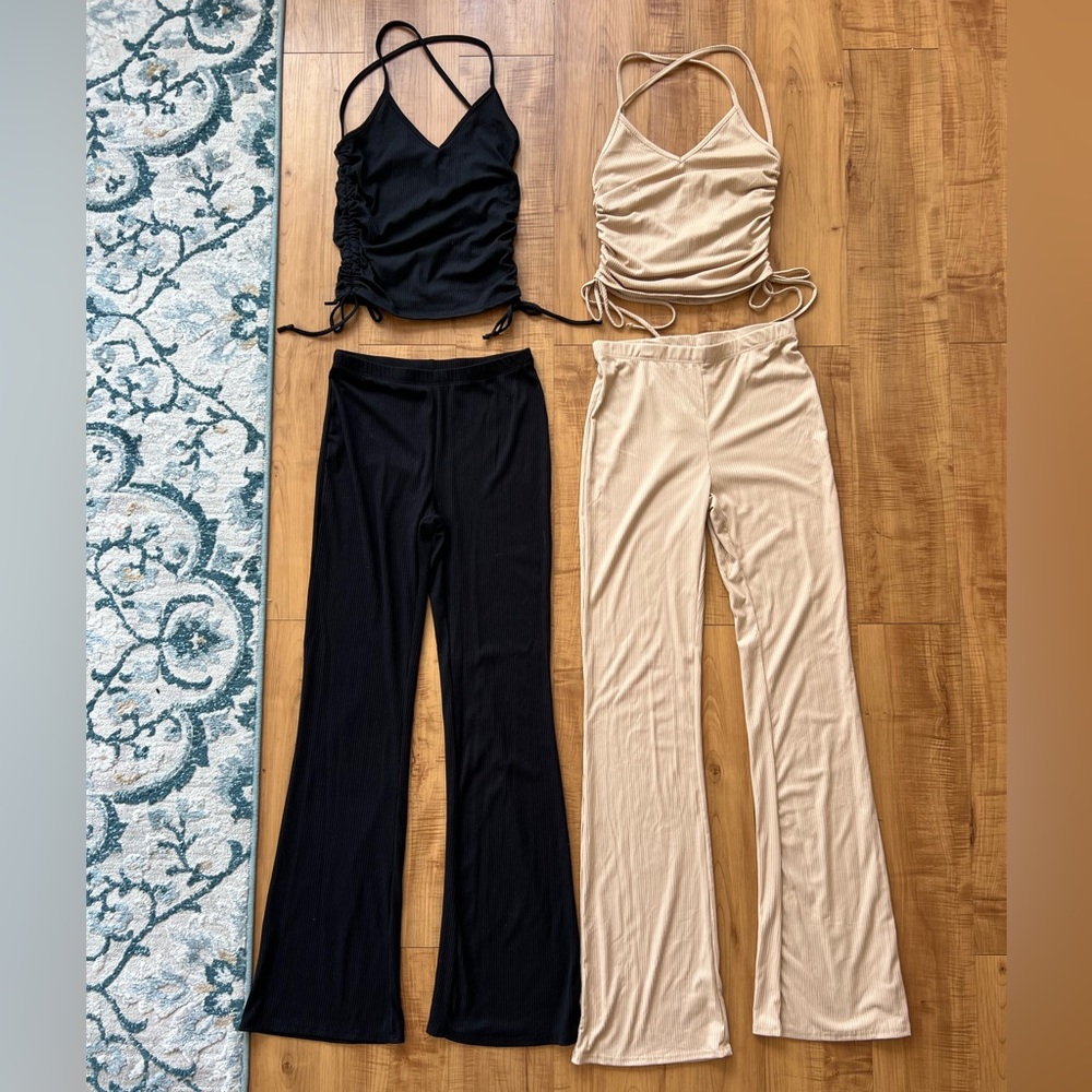 Ribbed sets black and tan both size medium